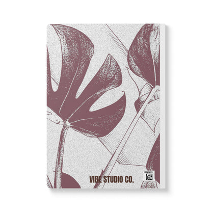 Monstera Leaf Mauve and Cream A5 Lined Journal