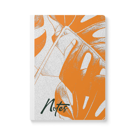 Monstera Leaf Tangerine White A5 Lined Journal