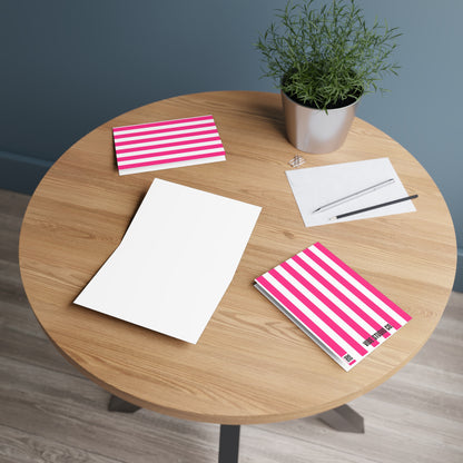 Pink Stripe Folded Note Card Set Pink Striped Stationery