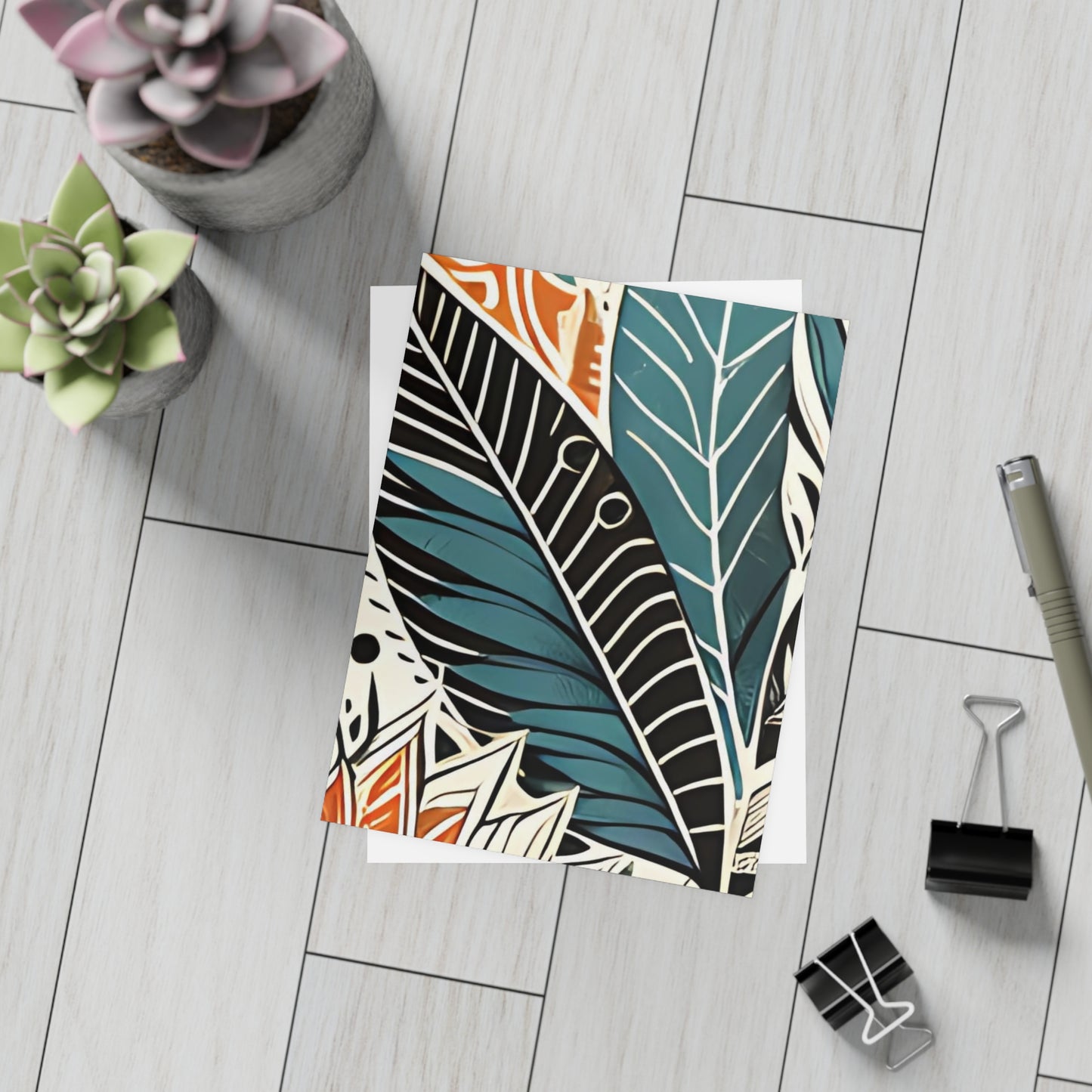 Botanical Leaves Blue Postcards