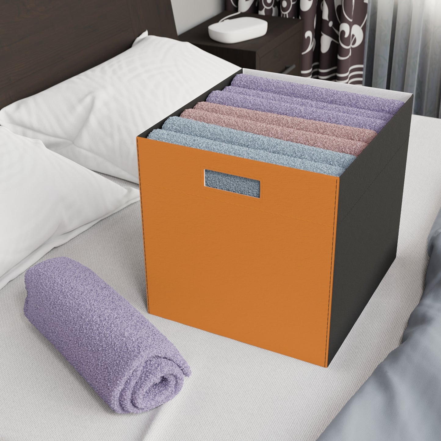 Tangerine Felt Storage Box Foldable Organizer Bin Home Storage Basket