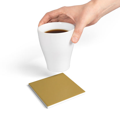 Muted Gold Ceramic Coaster Round or Square | Coordinated Collection