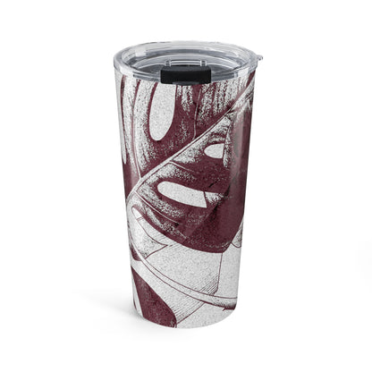 Monstera Leaf Mauve and White 20 oz Tumbler