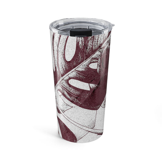 Monstera Leaf Mauve and White 20 oz Tumbler