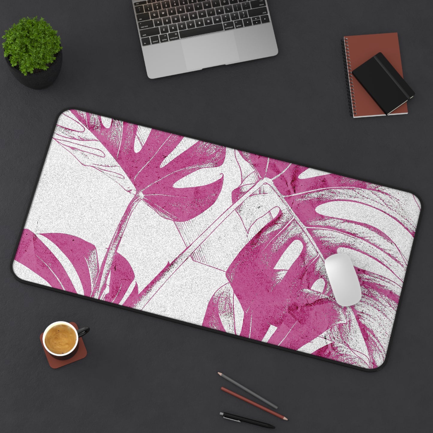 Monstera Leaf Lilac Wine Desk Pad