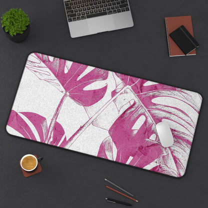 Monstera Leaf Lilac Wine Desk Pad