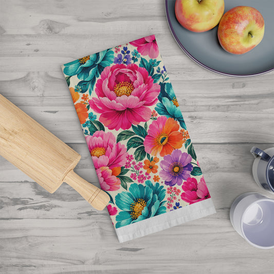 Dreamy Floral Cotton Tea Towel 28 x 28 Floral Kitchen Towel