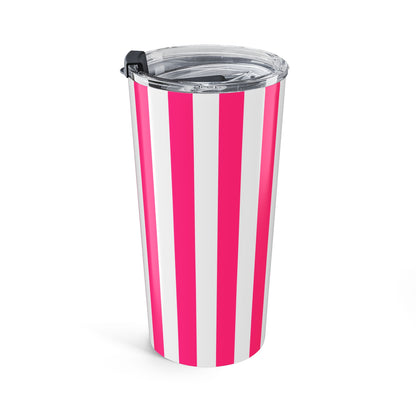 Pink Stripe 20 oz Tumbler Pink and White Striped Travel Mug Modern Drinkware
