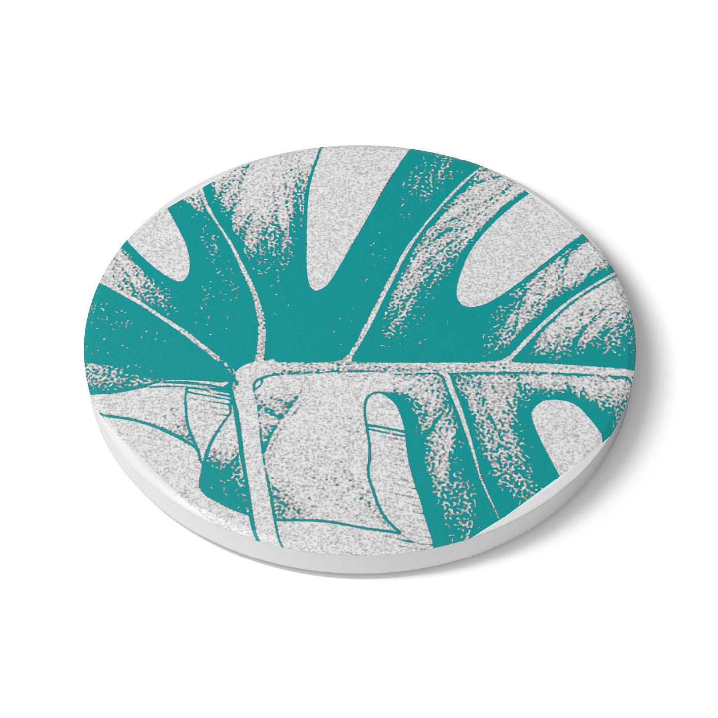 Monstera Leaf Deep Aqua Ceramic Coaster Botanical Drink Coaster