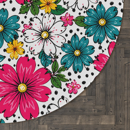 Pop Bloom Floral Round 60 Inch Rug