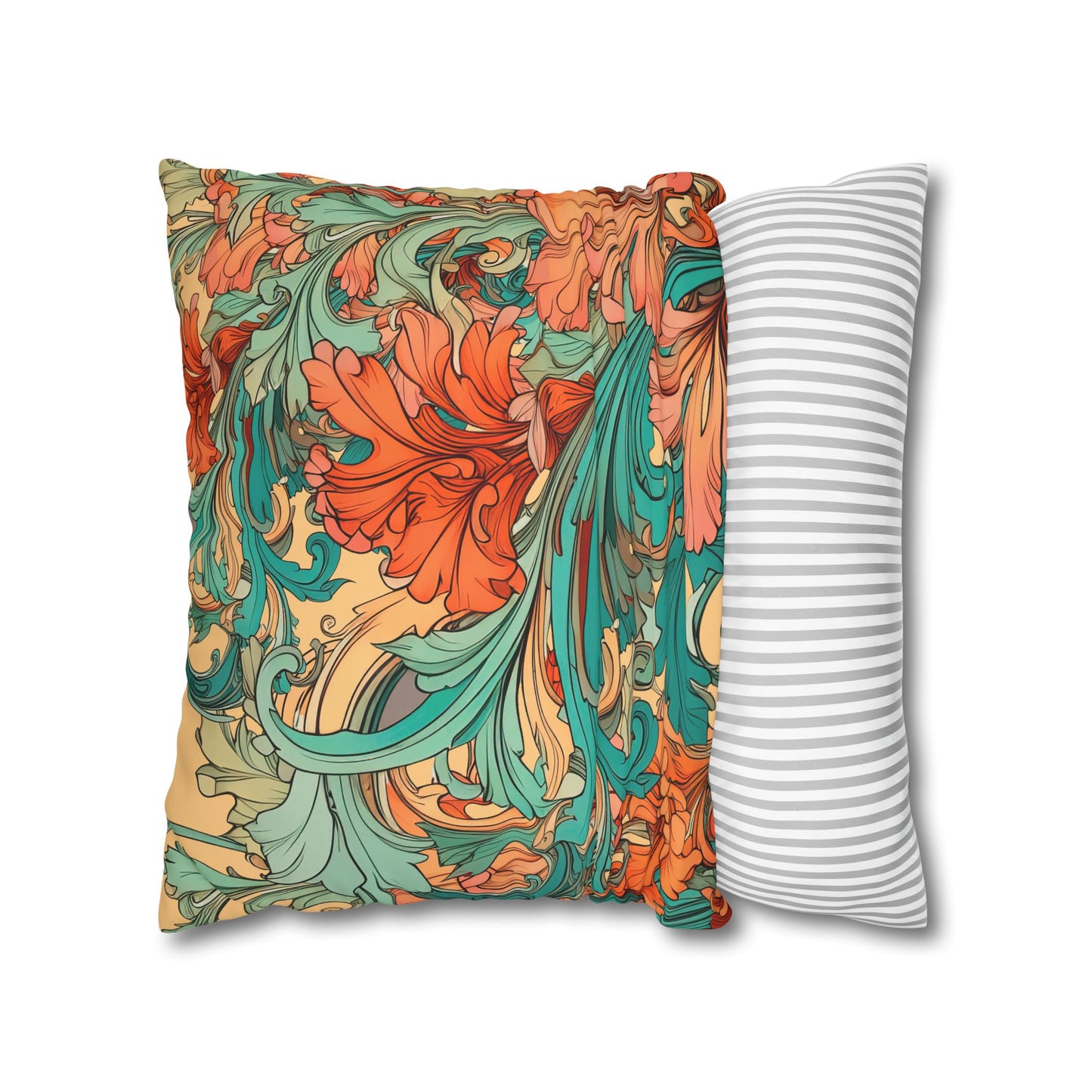 Coral Flourish Canvas Pillow Cover 20x20