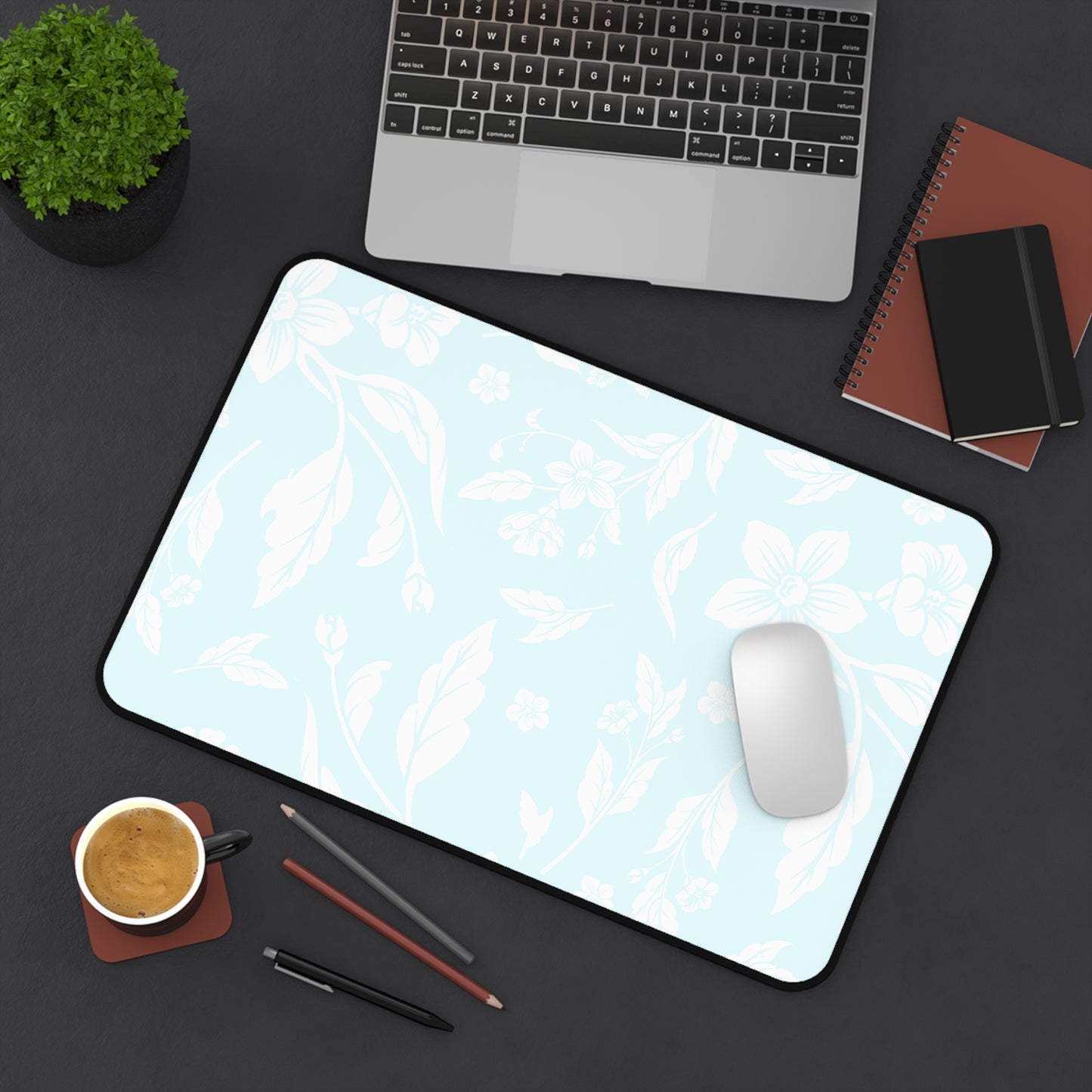 Ocean Blue Floral Desk Pad (12x18, 12x22 or 16x32)
