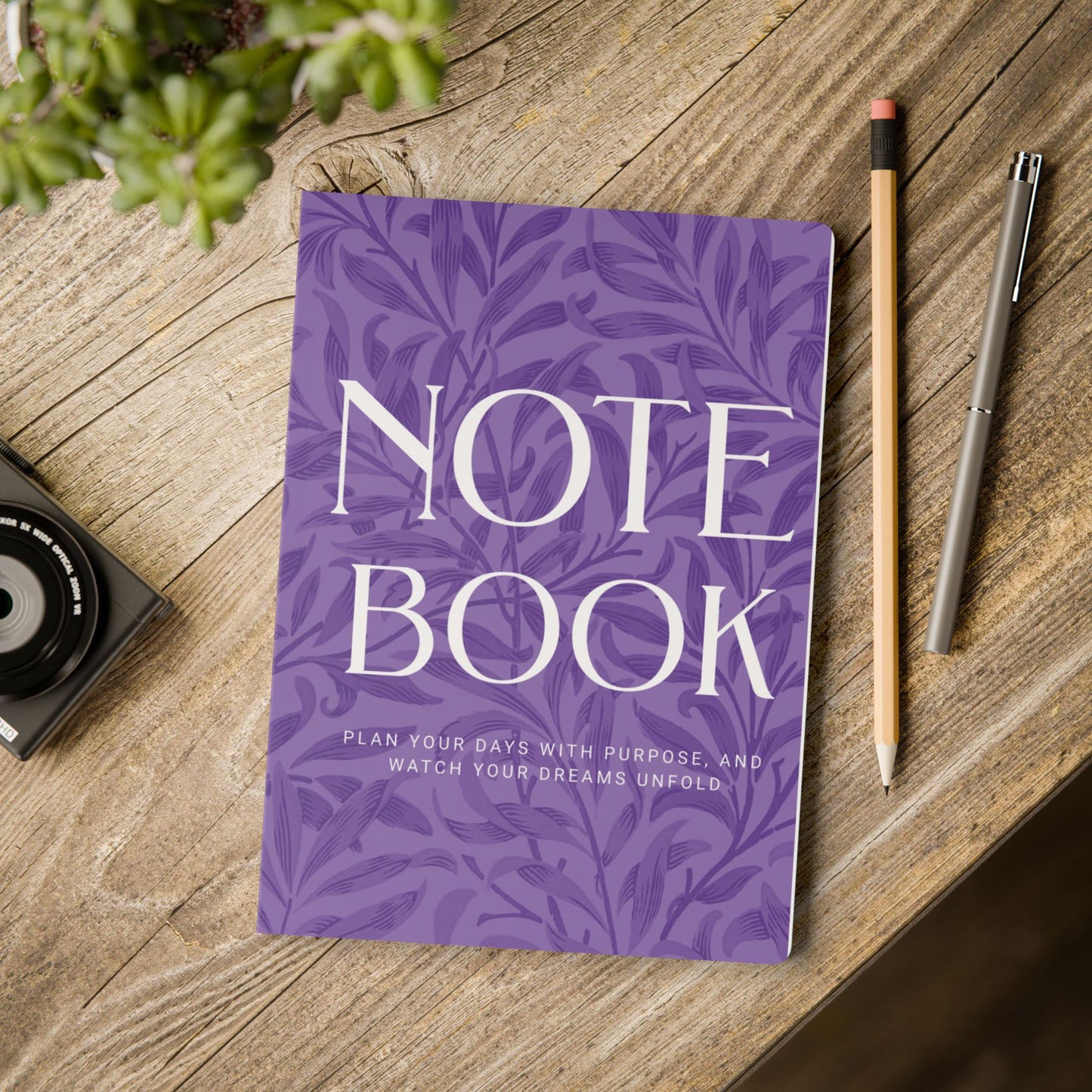 Purple Leaves A5 Lined Journal Minimal Botanical Notebook | Coordinated Collection