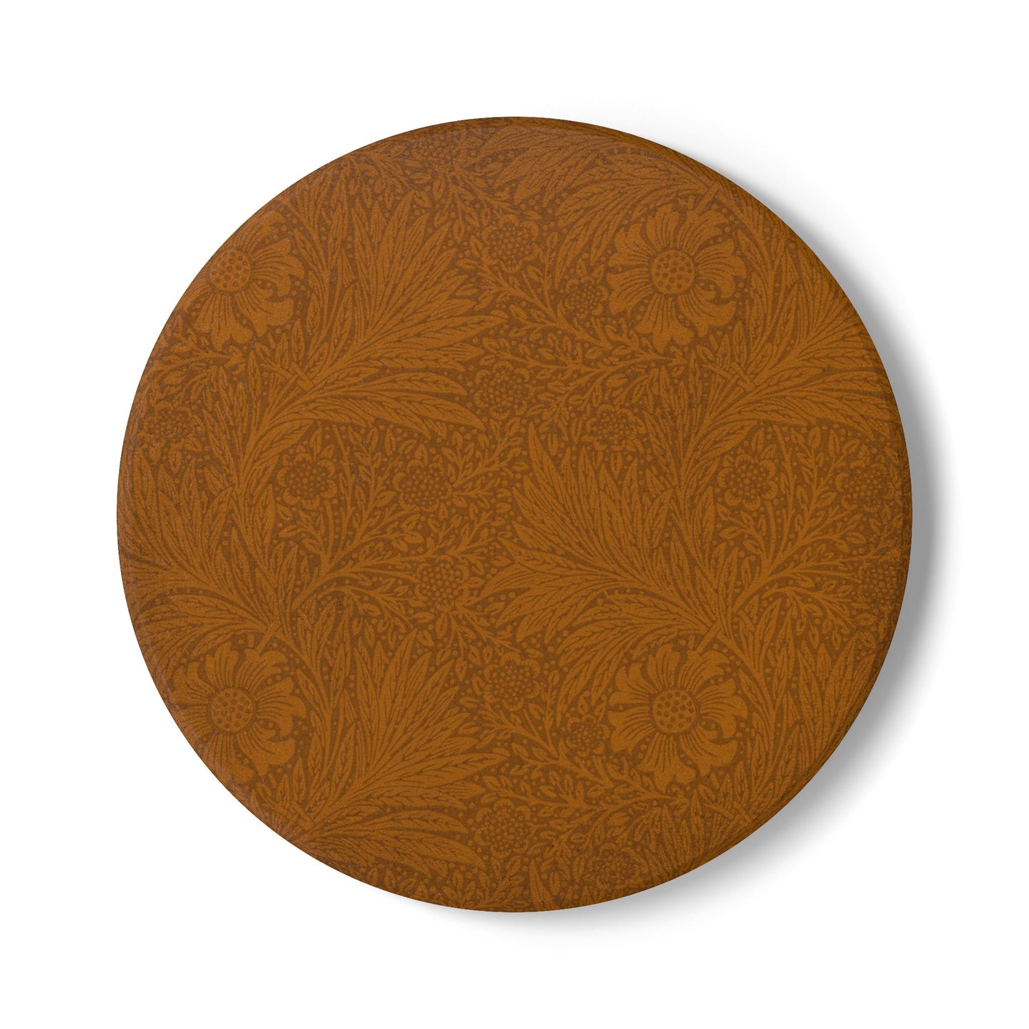 Saddle Tan Ceramic Coaster Tonal Botanical Drink Coaster
