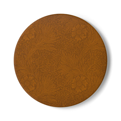 Saddle Tan Ceramic Coaster Tonal Botanical Drink Coaster