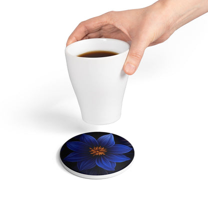 Blue Floral Heaven Ceramic Coaster Botanical Drink Coaster