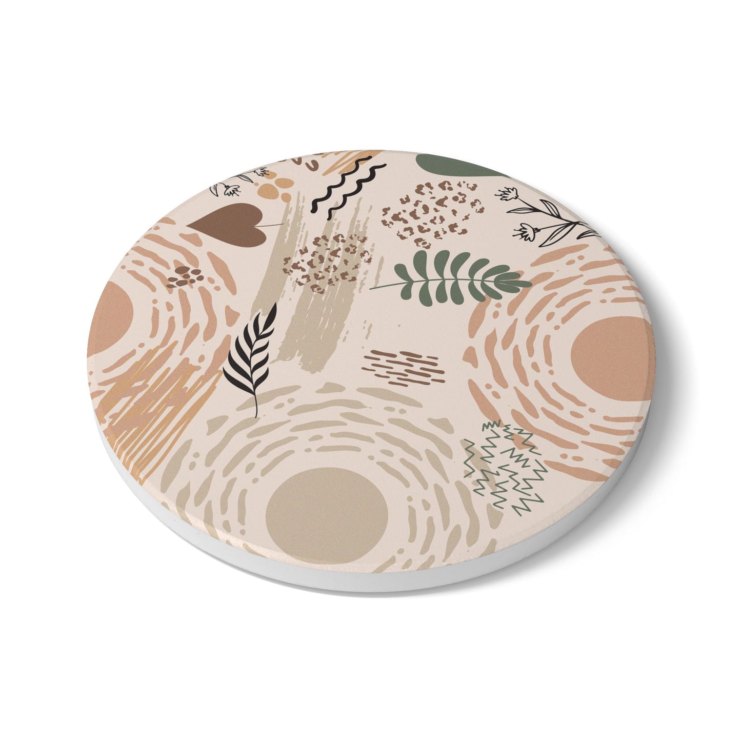 Neutral Flow Ceramic Coaster Modern Abstract Drink Coaster