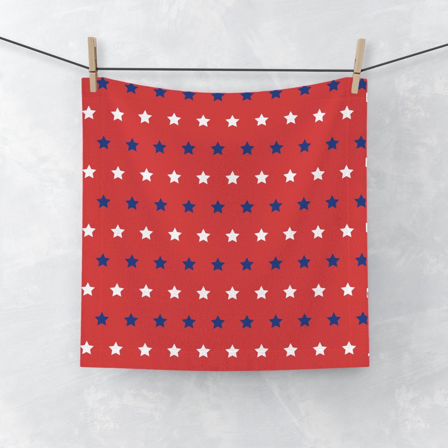 Red, White and Blue Stars Face Towel