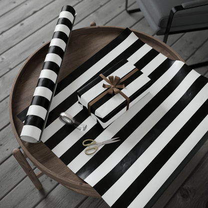 Black Stripe Wrapping Paper, Glossy or Mat (3 Sizes)