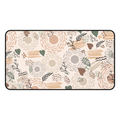 Neutral Flow Desk Mat Minimal Botanical Desk Pad (12x18, 12x22, 16x32)