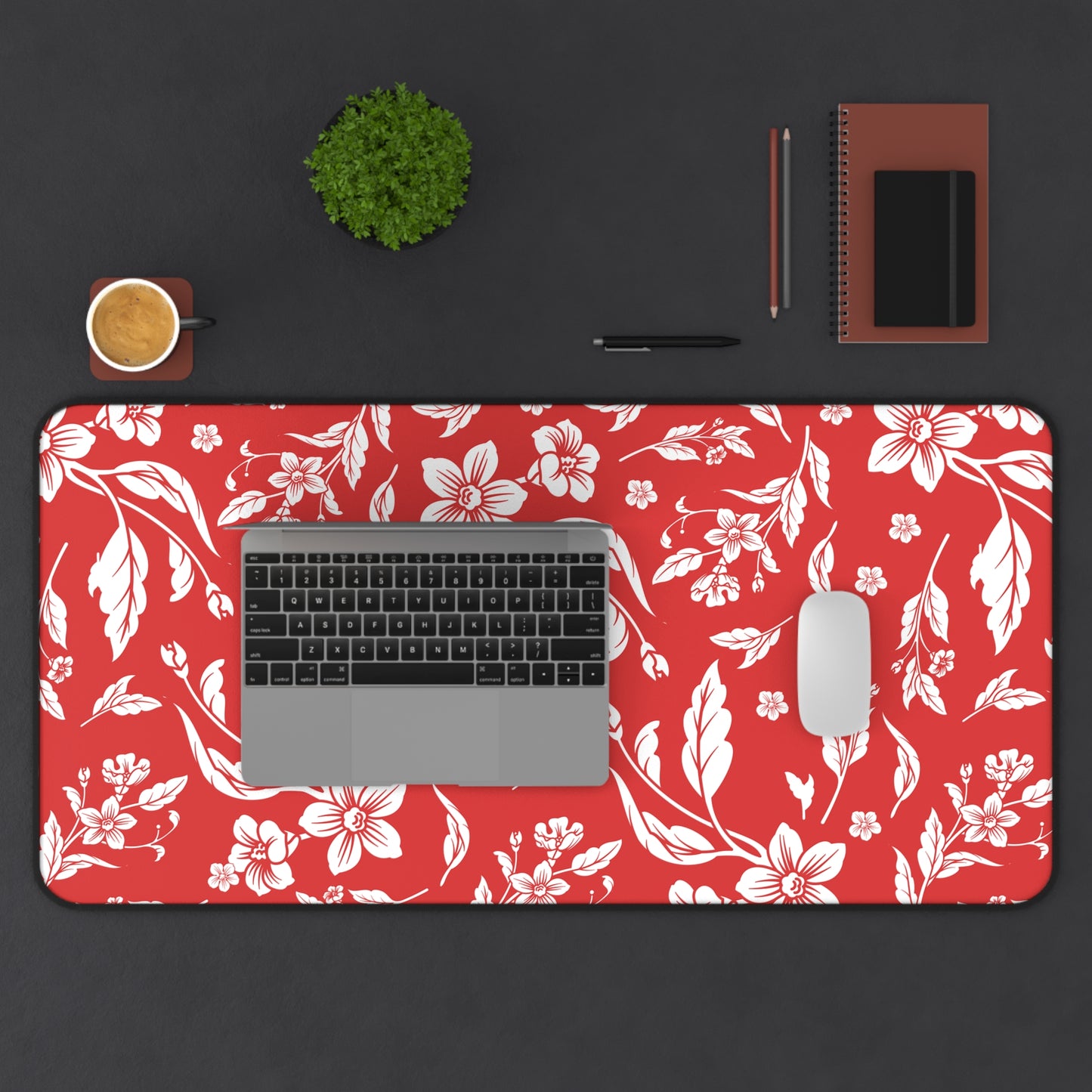 True Red Floral Desk Pad (12x18, 12x22 or 16x32)