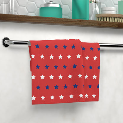 Red, White and Blue Stars Face Towel