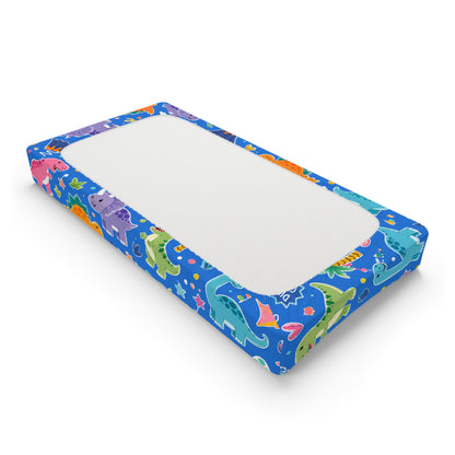 Blue Dino Baby Changing Pad Cover Dinosaur Nursery Changing Pad Cover