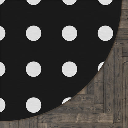 Black Polka Dot Round 60 Inch Rug
