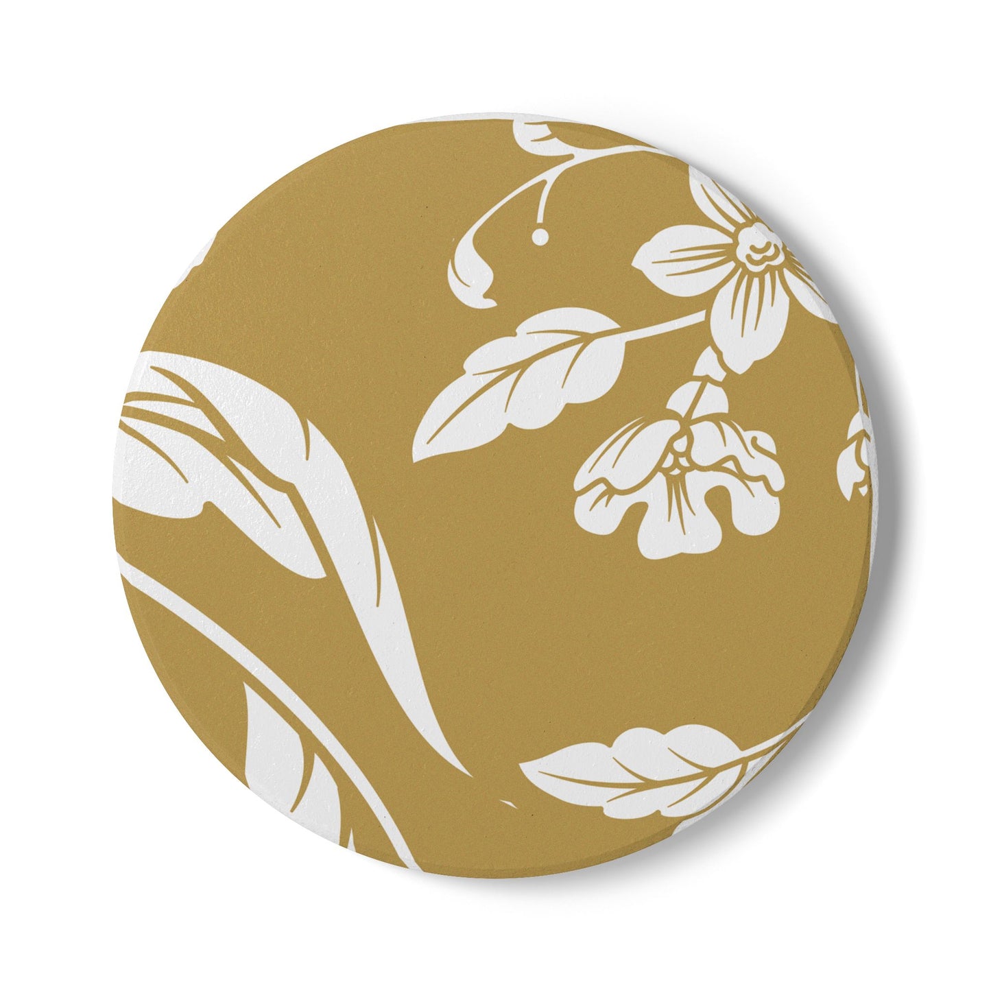 Muted Gold Floral Ceramic Coaster Coordinated Collection
