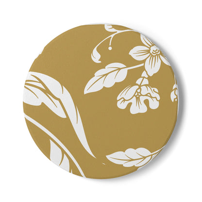 Muted Gold Floral Ceramic Coaster Coordinated Collection