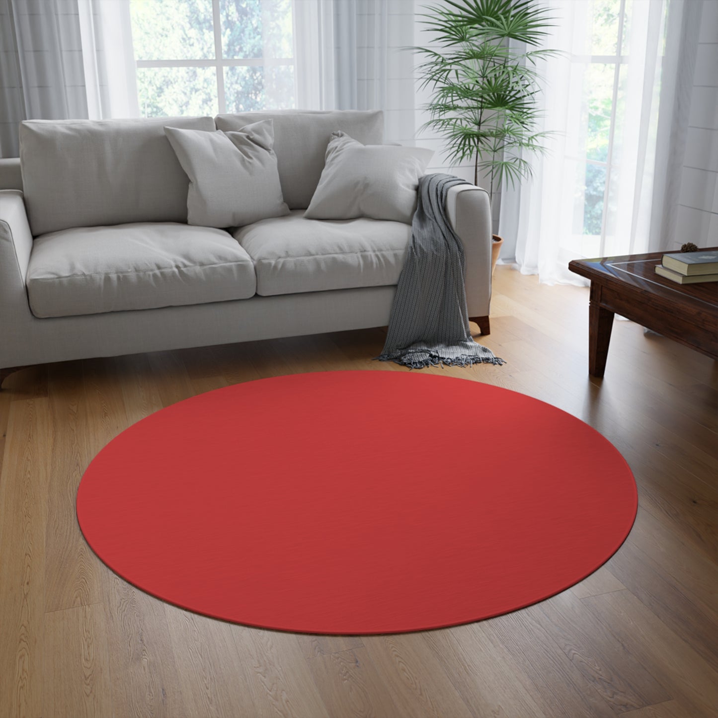 True Red Coordinated Round Rug 60 Inch Floor Rug Minimal Home Decor Living Room Rug