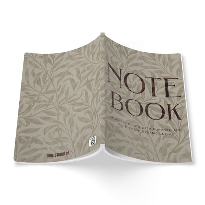 Warm Stone Leaves A5 Lined Journal Minimal Botanical Notebook | Coordinated Collection
