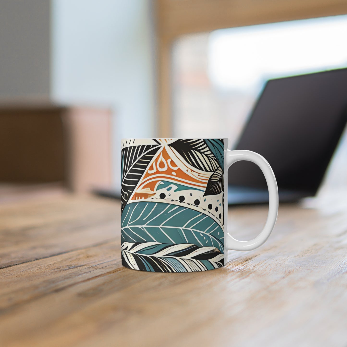 Botanical Leaves Blue Mug
