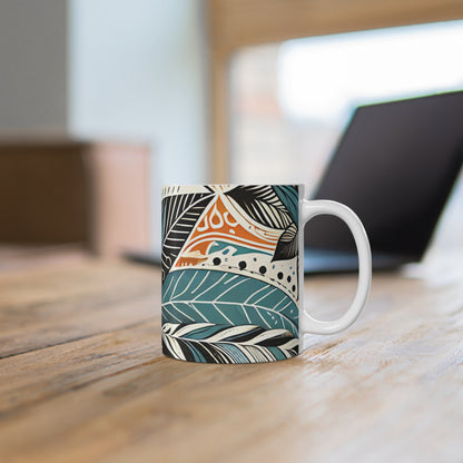 Botanical Leaves Blue Mug