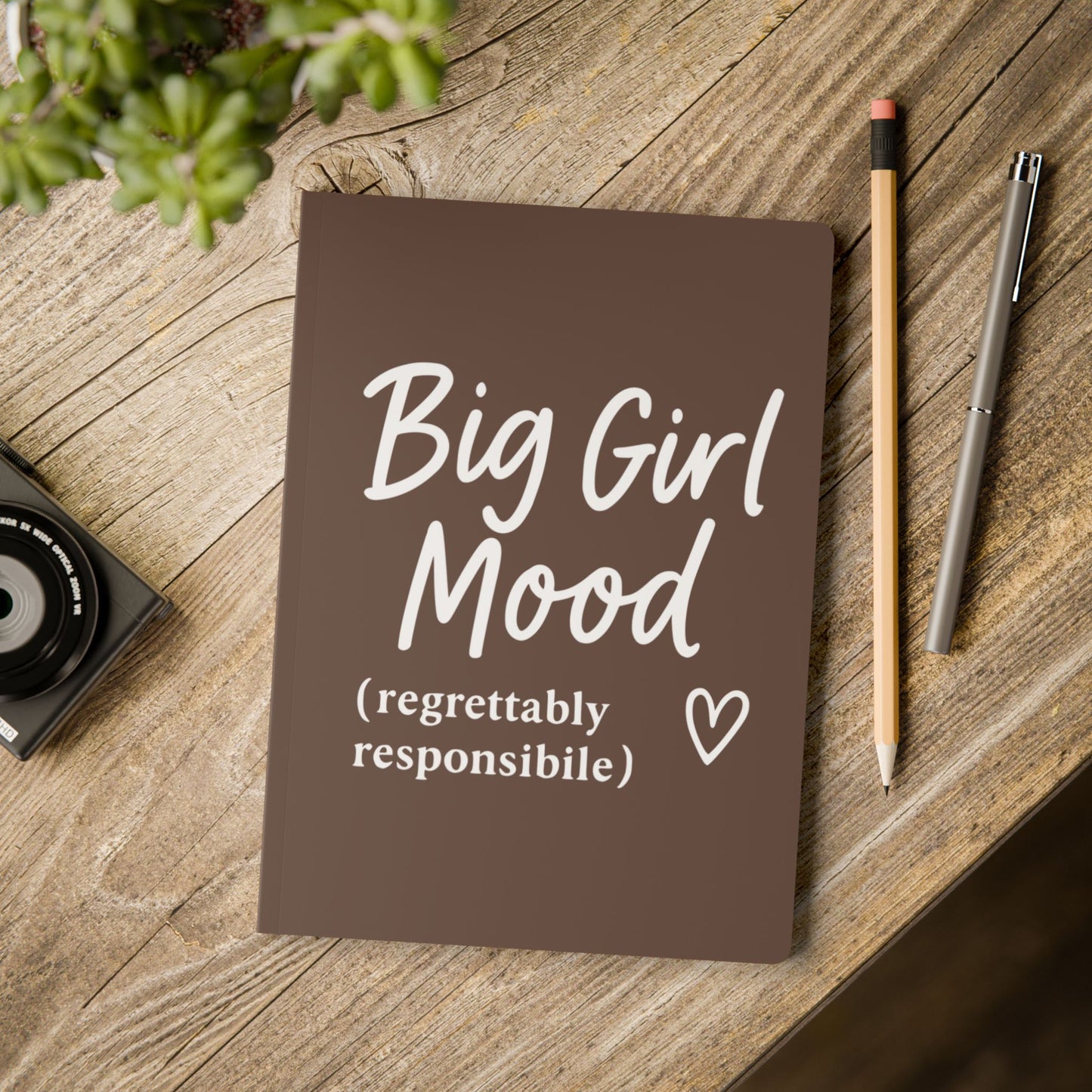 Chocolate Brown Big Girl Mood A5 Lined Journal