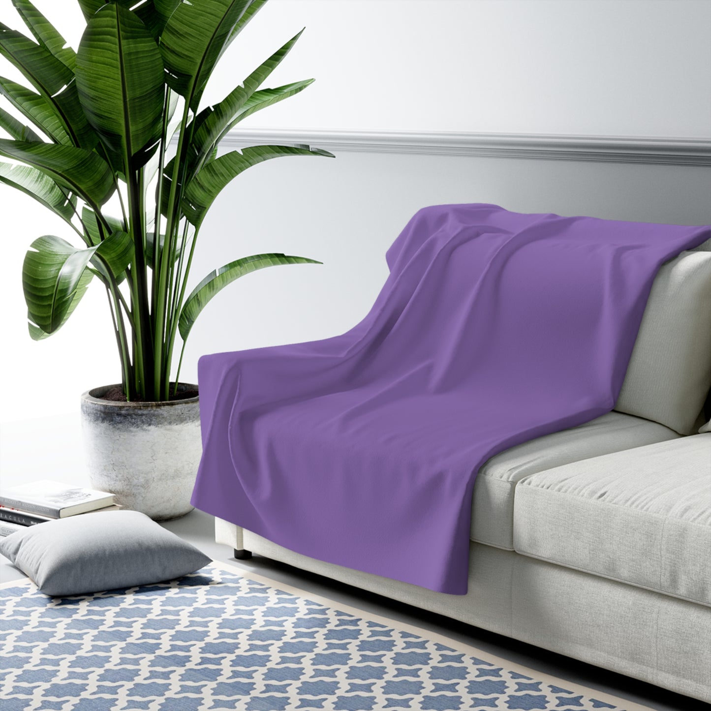 Purple Sherpa Fleece Blanket Cozy Plush Throw 3 Sizes Soft Warm Blanket