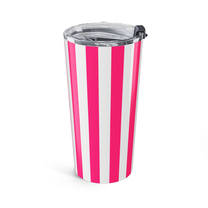 Pink Stripe 20 oz Tumbler Pink and White Striped Travel Mug Modern Drinkware