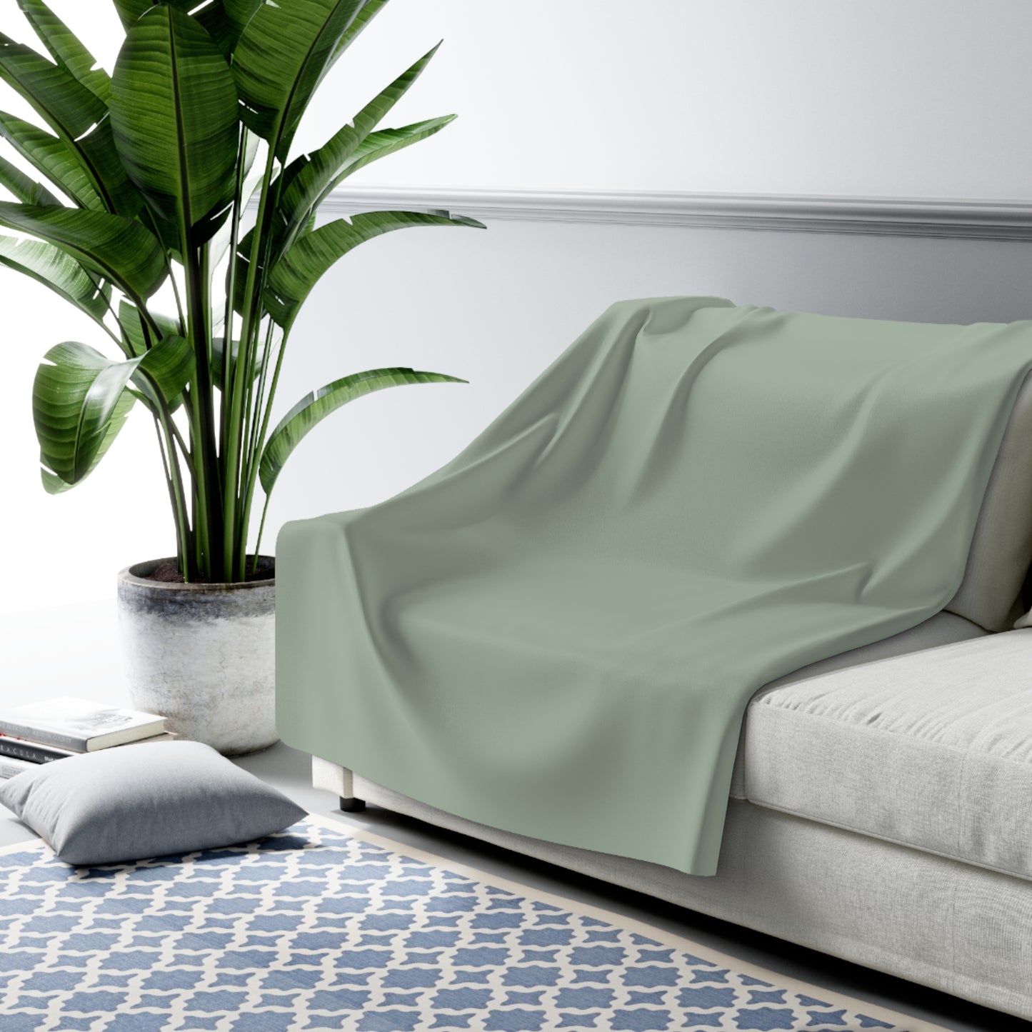 Sage Sherpa Fleece Blanket Cozy Plush Throw 3 Sizes Soft Warm Blanket