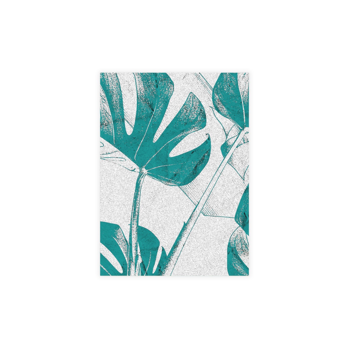 Monstera Leaf Deep Aqua Postcards
