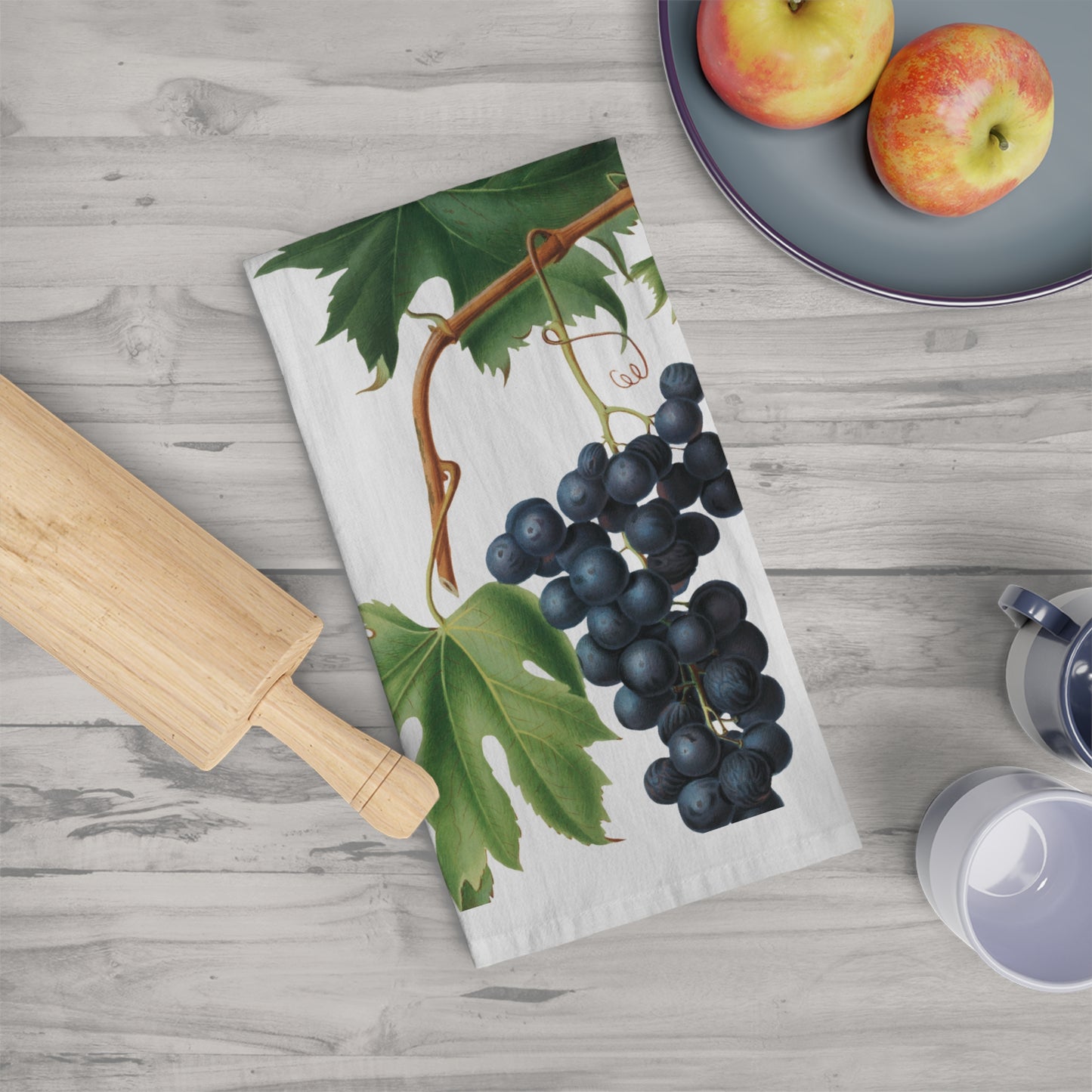 Grape Kitchen Tea Towel Vineyard Kitchen Decor Rustic Farmhouse Cotton Dish Towel