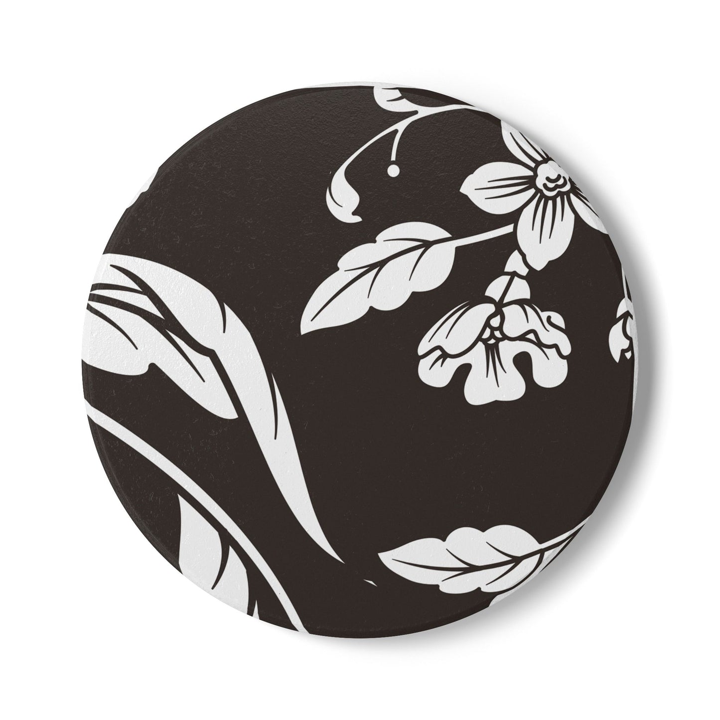 Muted Charcoal Floral Ceramic Coaster Coordinated Collection