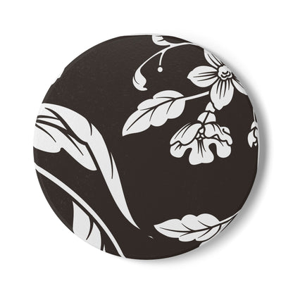 Muted Charcoal Floral Ceramic Coaster Coordinated Collection