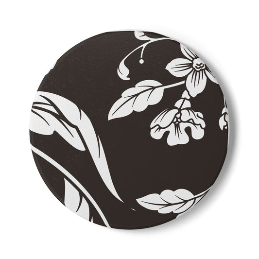 Muted Charcoal Floral Ceramic Coaster Coordinated Collection
