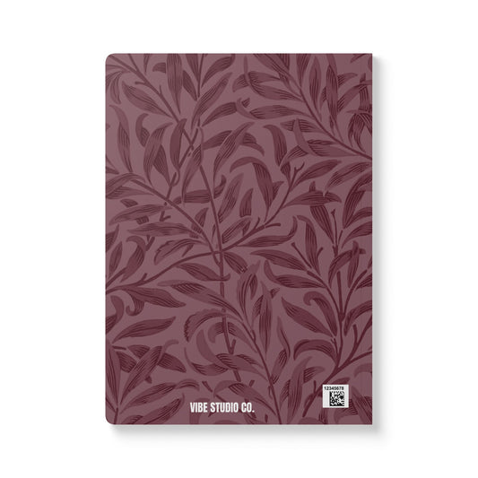 Mauve Leaves A5 Lined Journal Minimal Botanical Notebook | Coordinated Collection