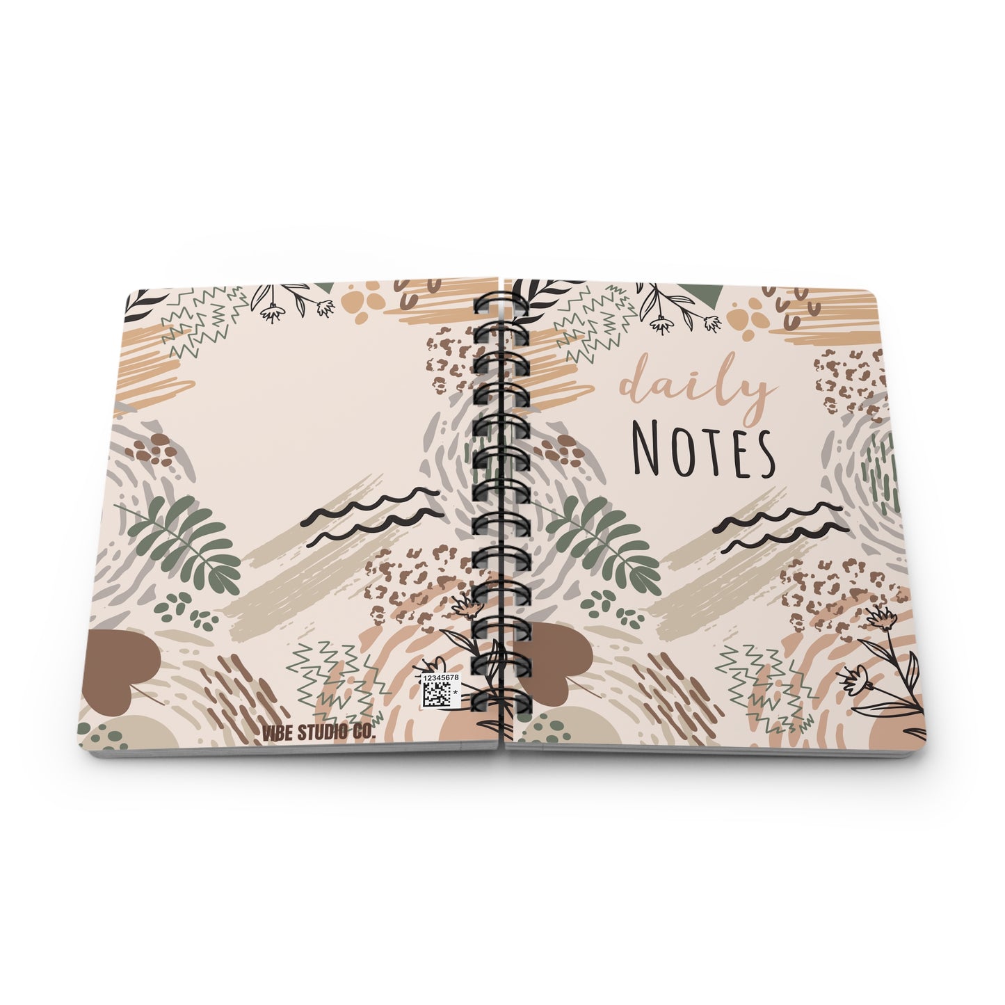 Neutral Flow Spiral Journal Minimal Botanical Notebook