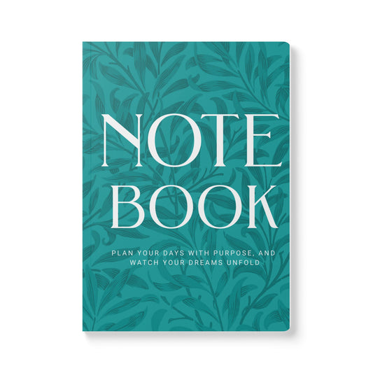 Deep Aqua Leaves A5 Lined Journal Minimal Botanical Notebook | Coordinated Collection