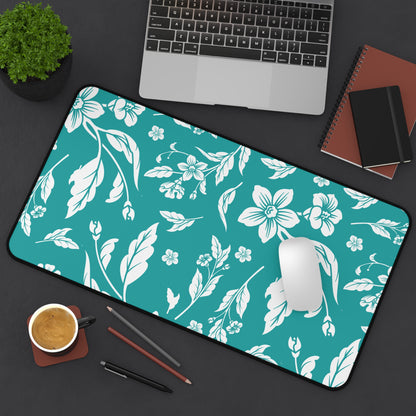 Deep Aqua Floral Desk Pad (12x18, 12x22 or 16x32)