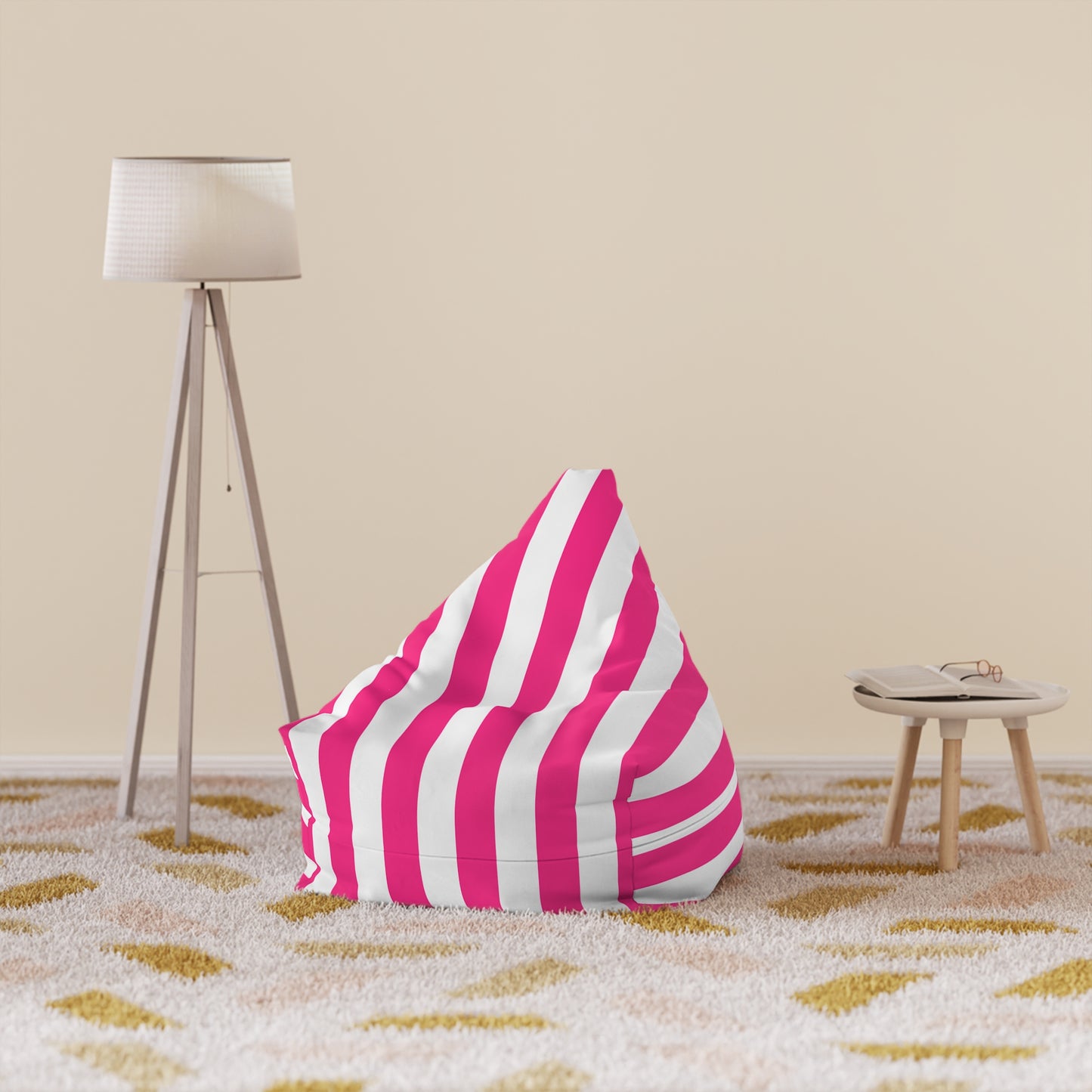 Pink Stripe Bean Bag Chair Cover Pink and White Striped Lounge Chair Cover