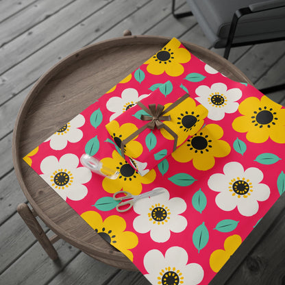 Happy Flower Wrapping Paper Retro Daisy Gift Wrap