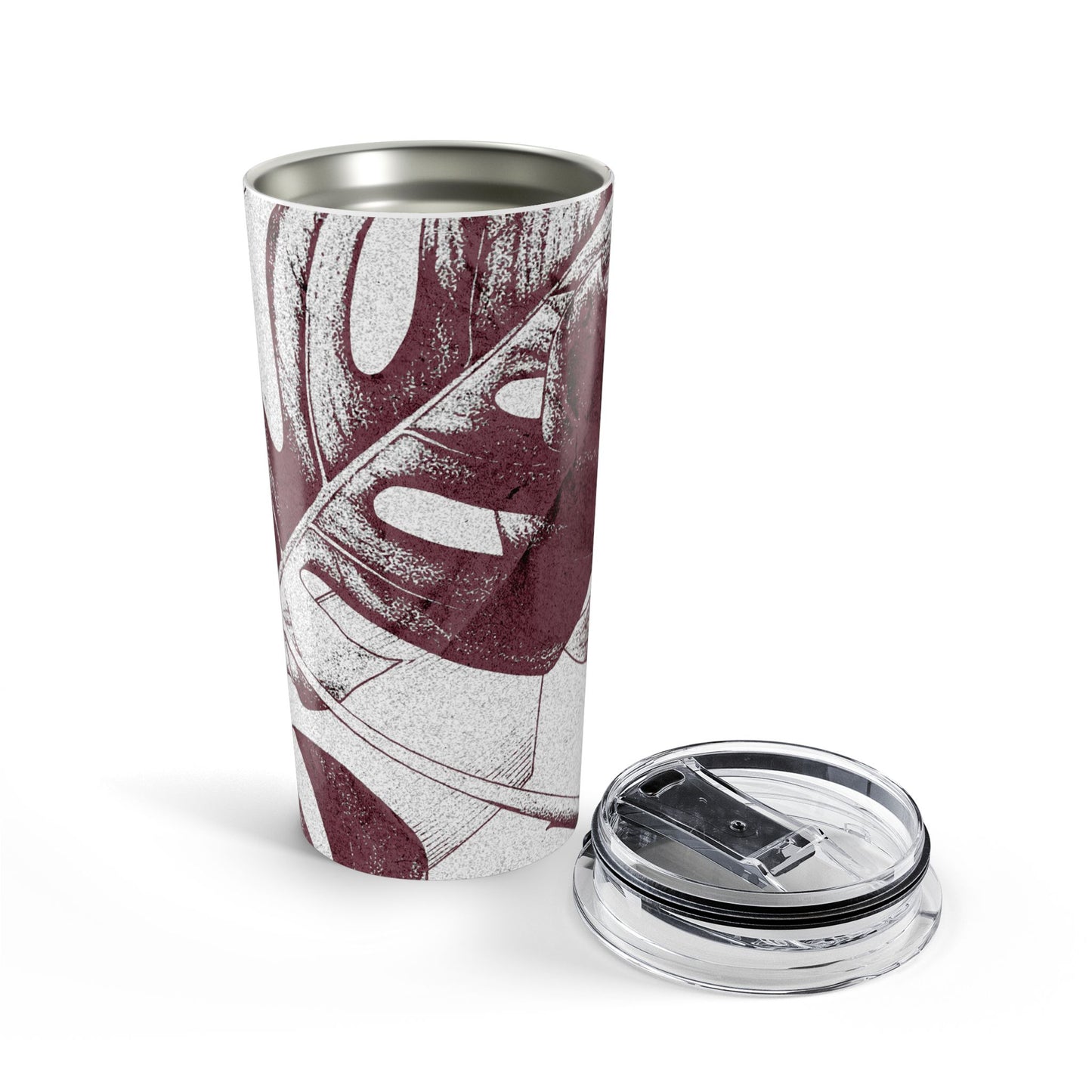 Monstera Leaf Mauve and White 20 oz Tumbler